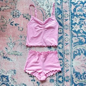 (SOLD) SKIMS Logo Pointelle Set in Bubblegum in XS